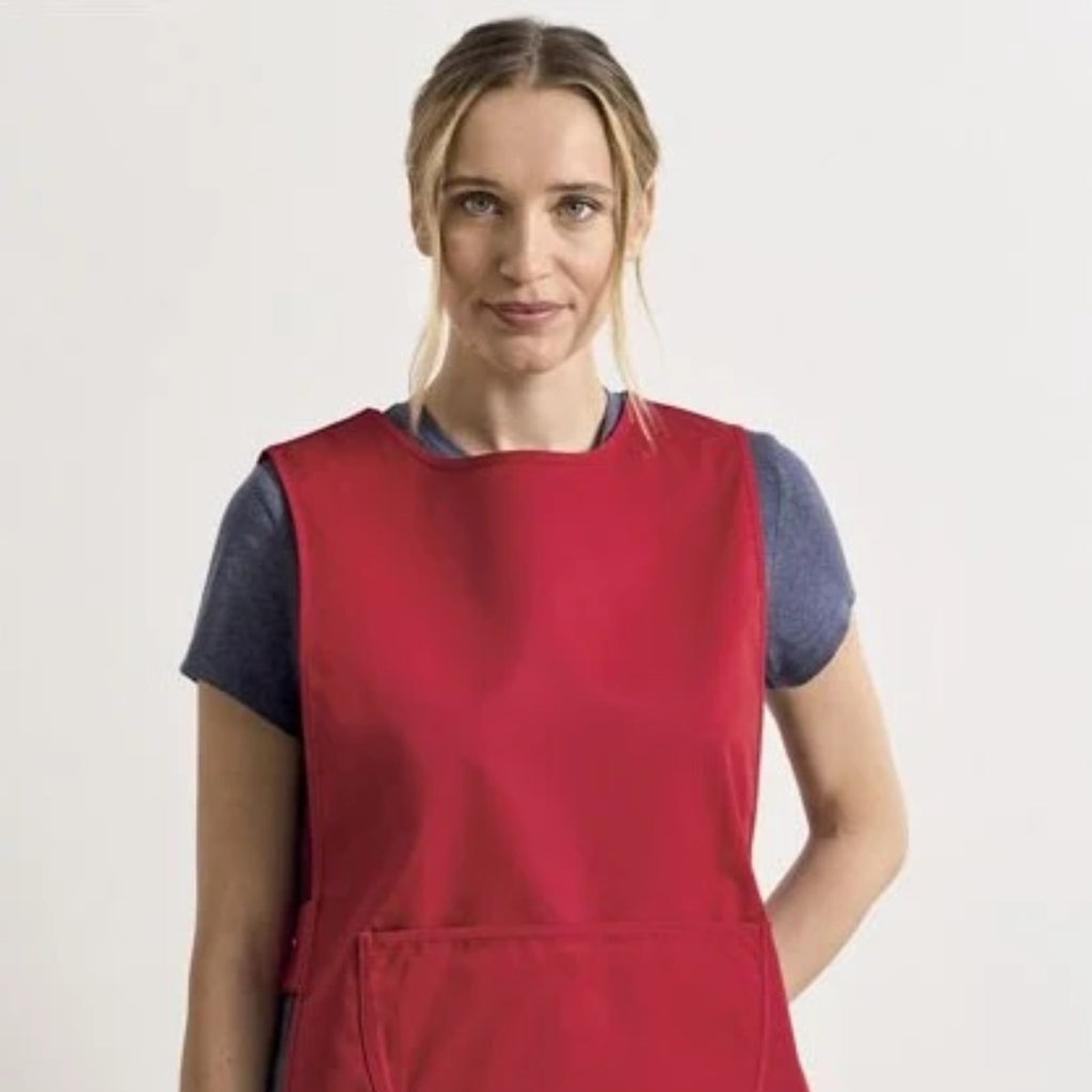 Tablier Chasuble, coloris rouge, porté