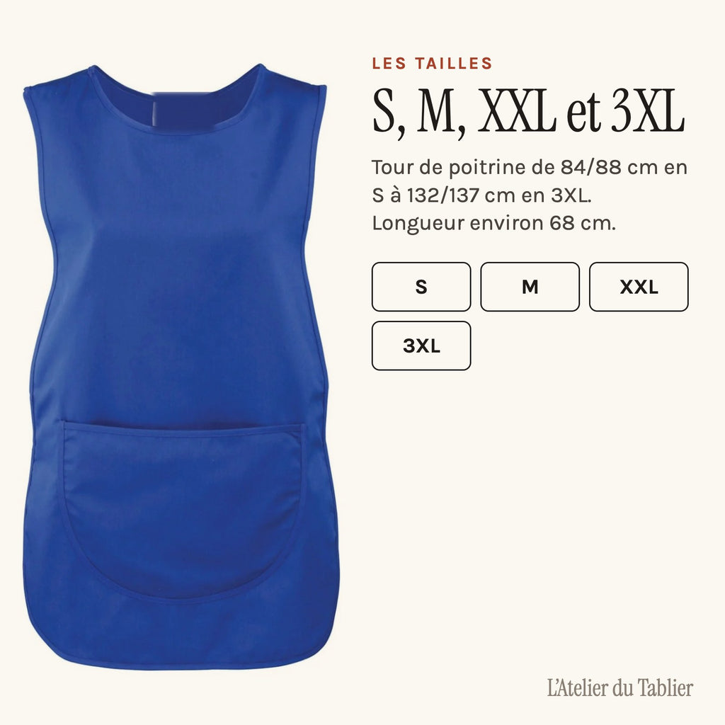 Tablier Chasuble, les tailles