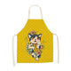 Delantal de cocina con gato amarillo, gato con flores sobre fondo amarillo de lunares