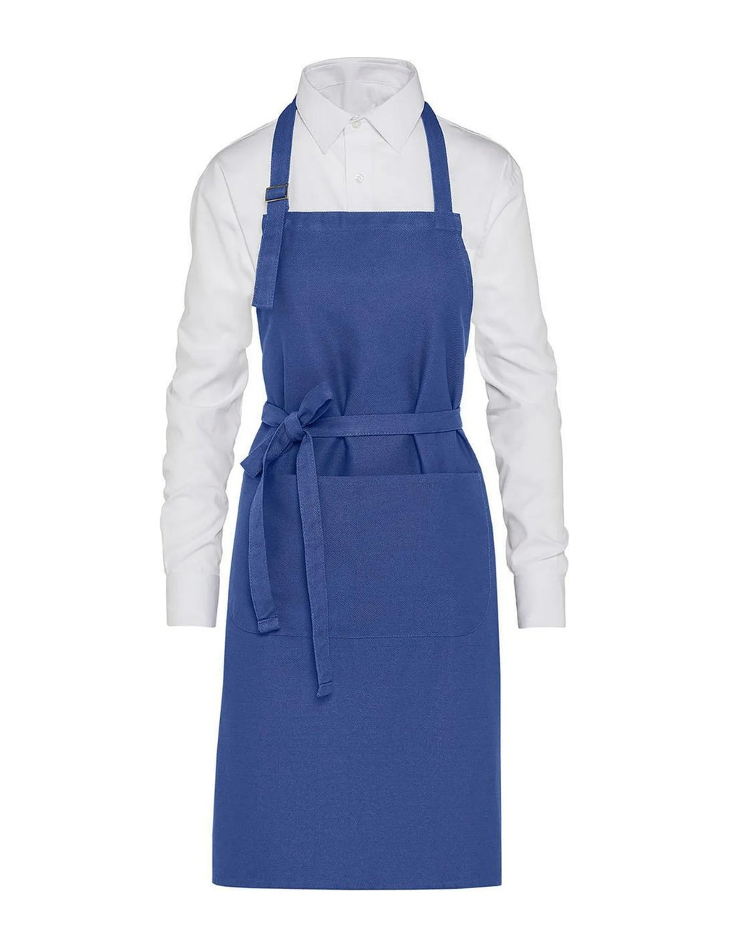 Tablier coton bleu roi, vu de face