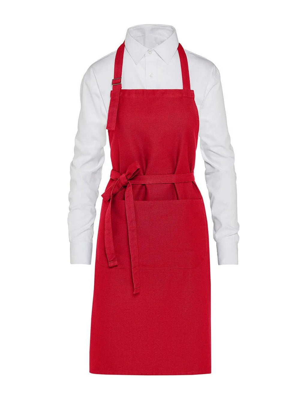 Tablier coton rouge, vu de face