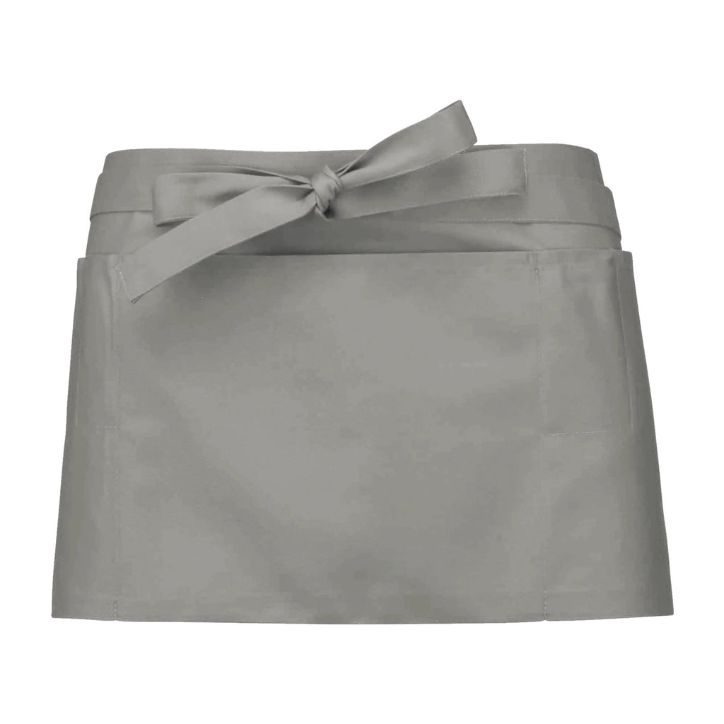 Tablier court personnalisé, à cinq poches, gris clair, de face