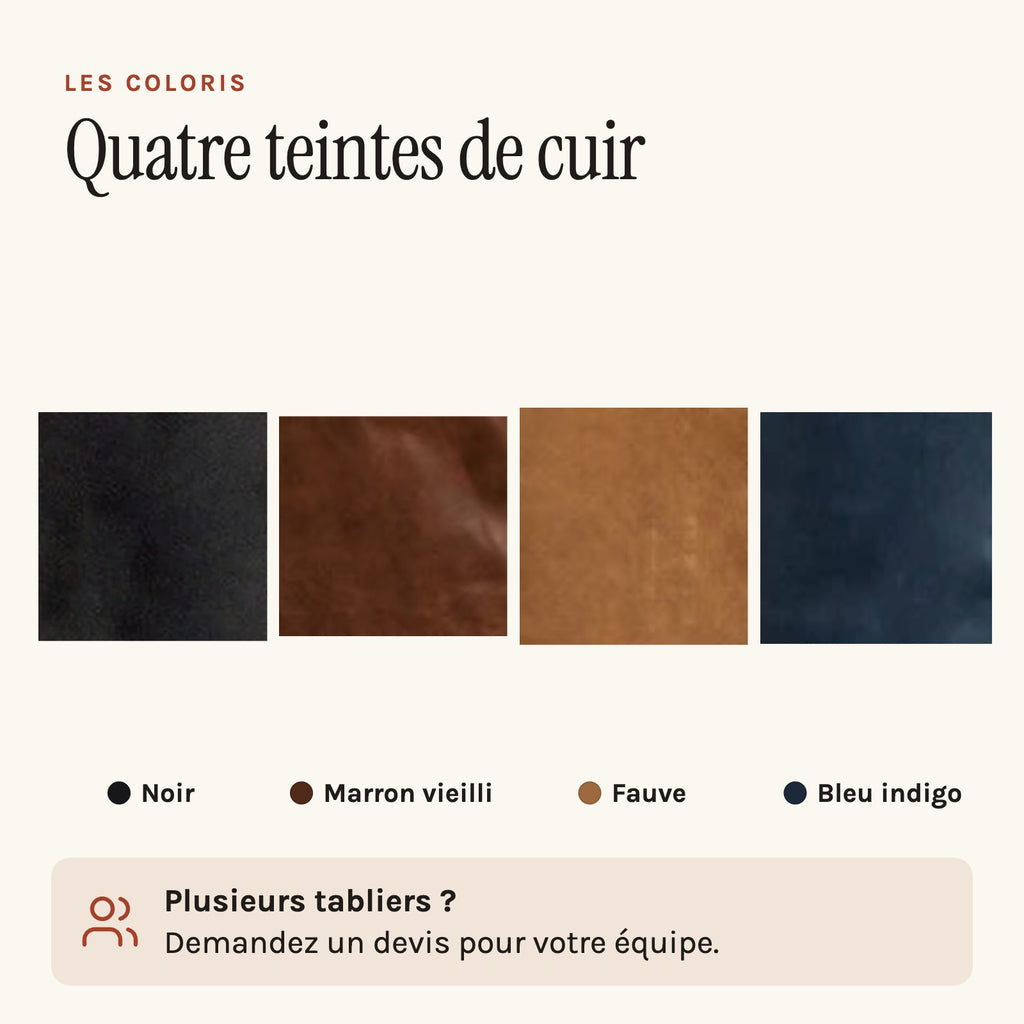 Kochschürze aus Leder, die vier Farben