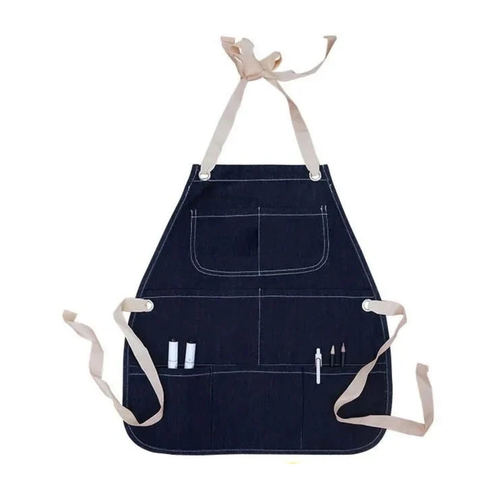Tablier cuisine enfant personnalisé en coton, trois tailles, bleu, de face