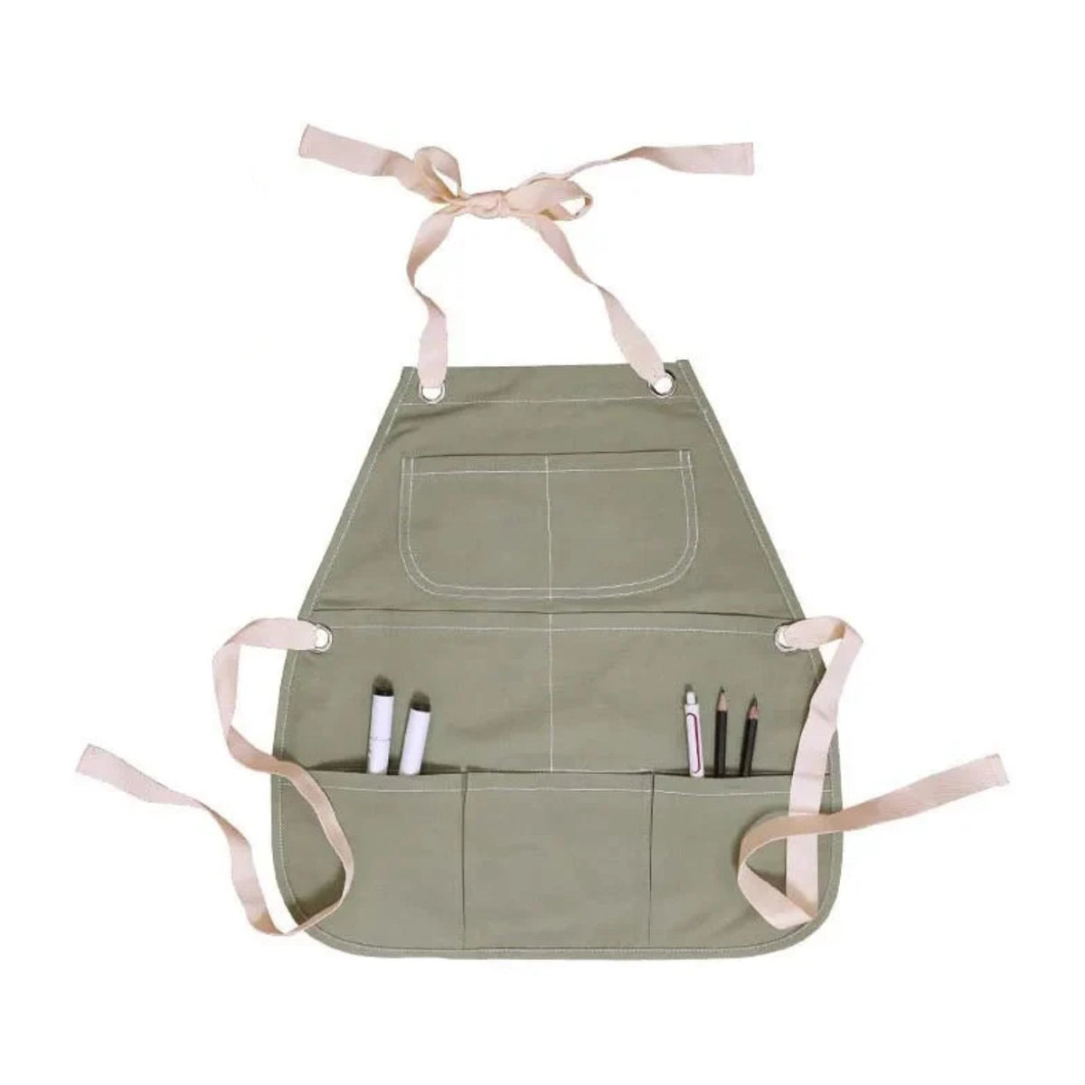 Tablier cuisine enfant personnalisé en coton, trois tailles, gris clair, de face