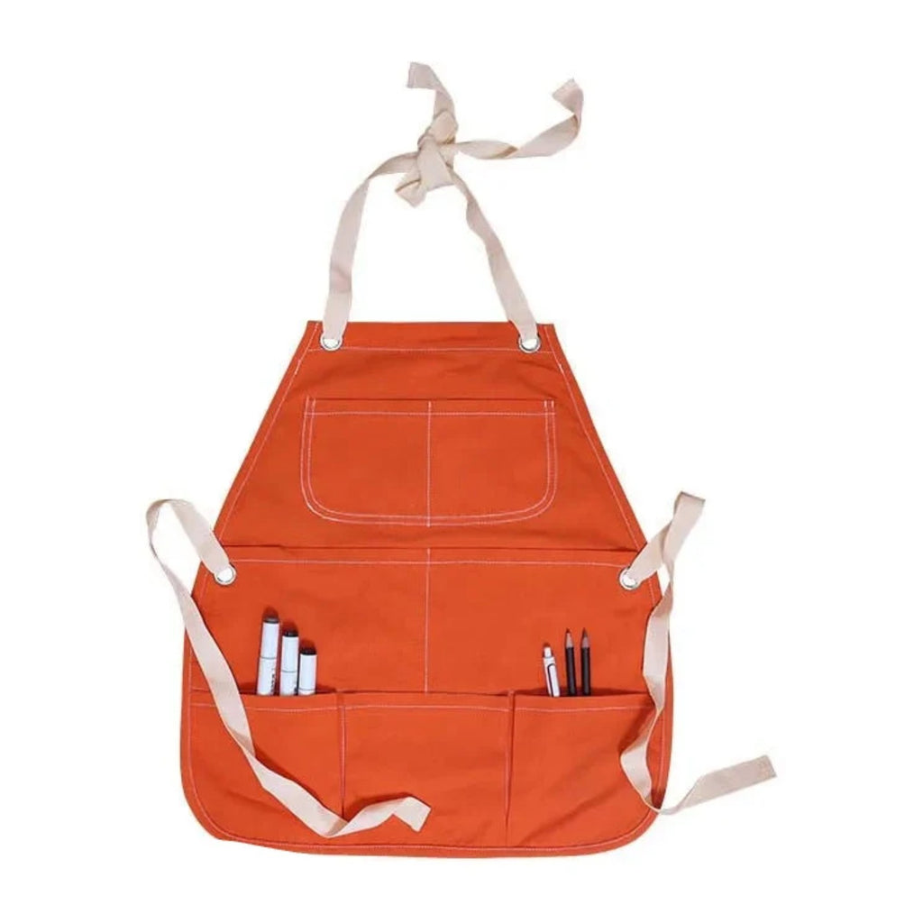 Tablier cuisine enfant personnalisé en coton, trois tailles, orange, de face