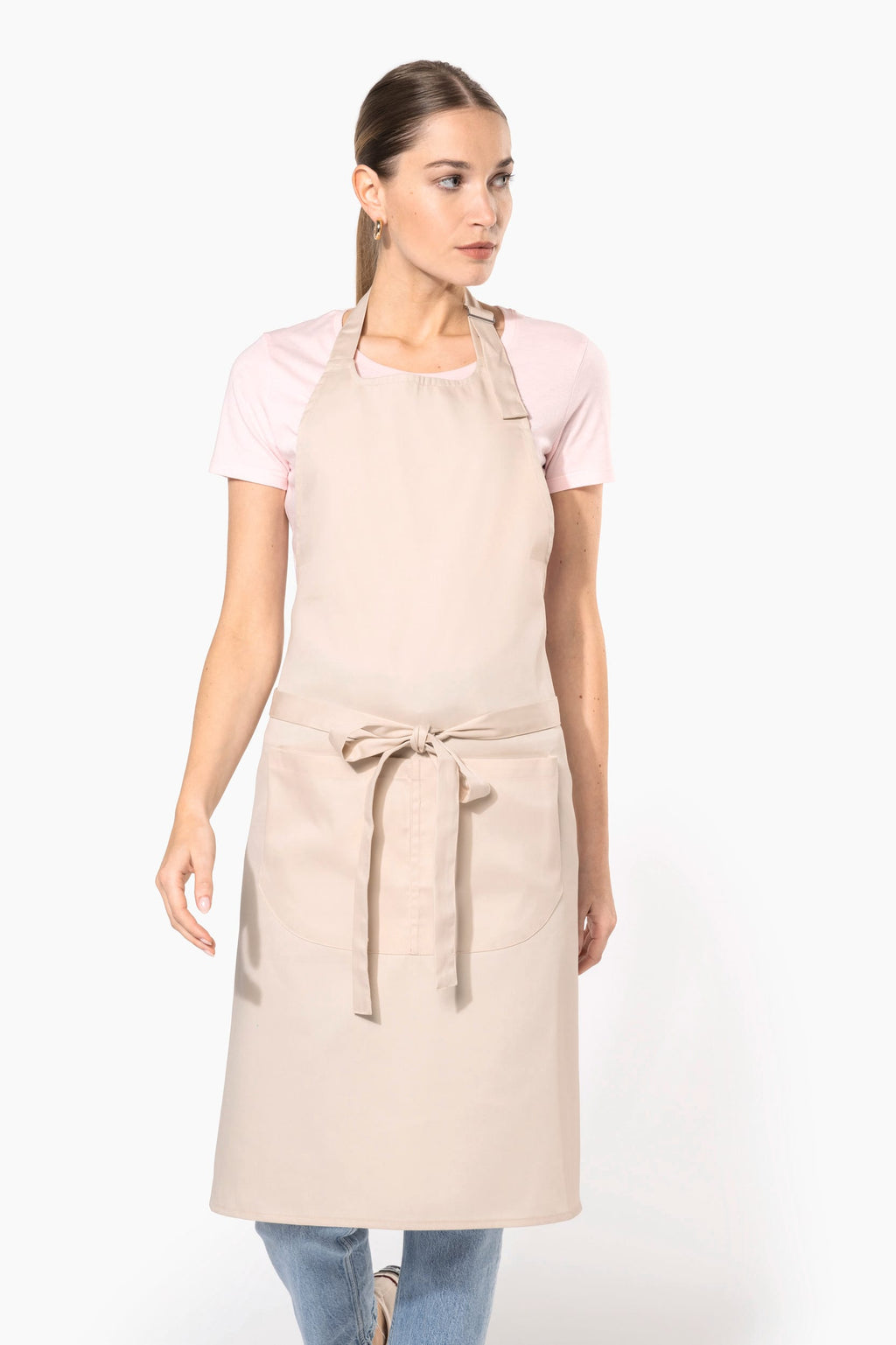 Tablier de Cuisine Léger, beige, photo portée