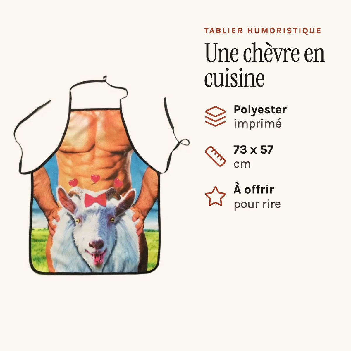 Tablier Rigolo Chèvre, imprimé chèvre