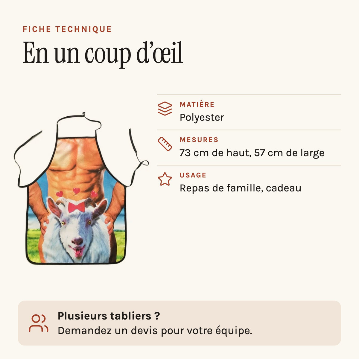 Tablier Rigolo Chèvre, fiche technique
