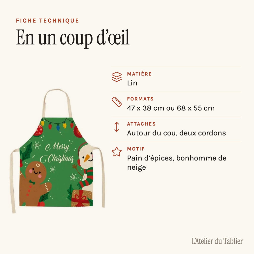 Kochschürze Weihnachten Grün, technisches Datenblatt