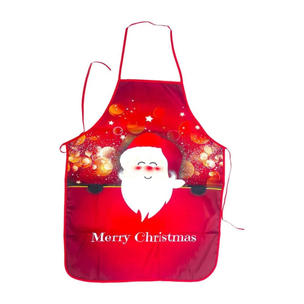 Tablier de cuisine Père Noël, quatre motifs de fête, motif Père Noël, de face
