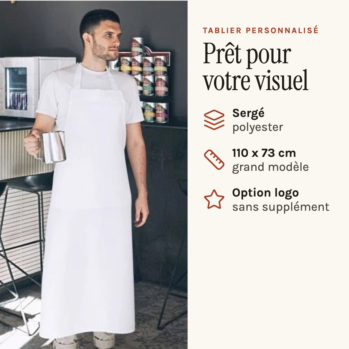 Personalisierte Kochschürze, Weiß, getragen