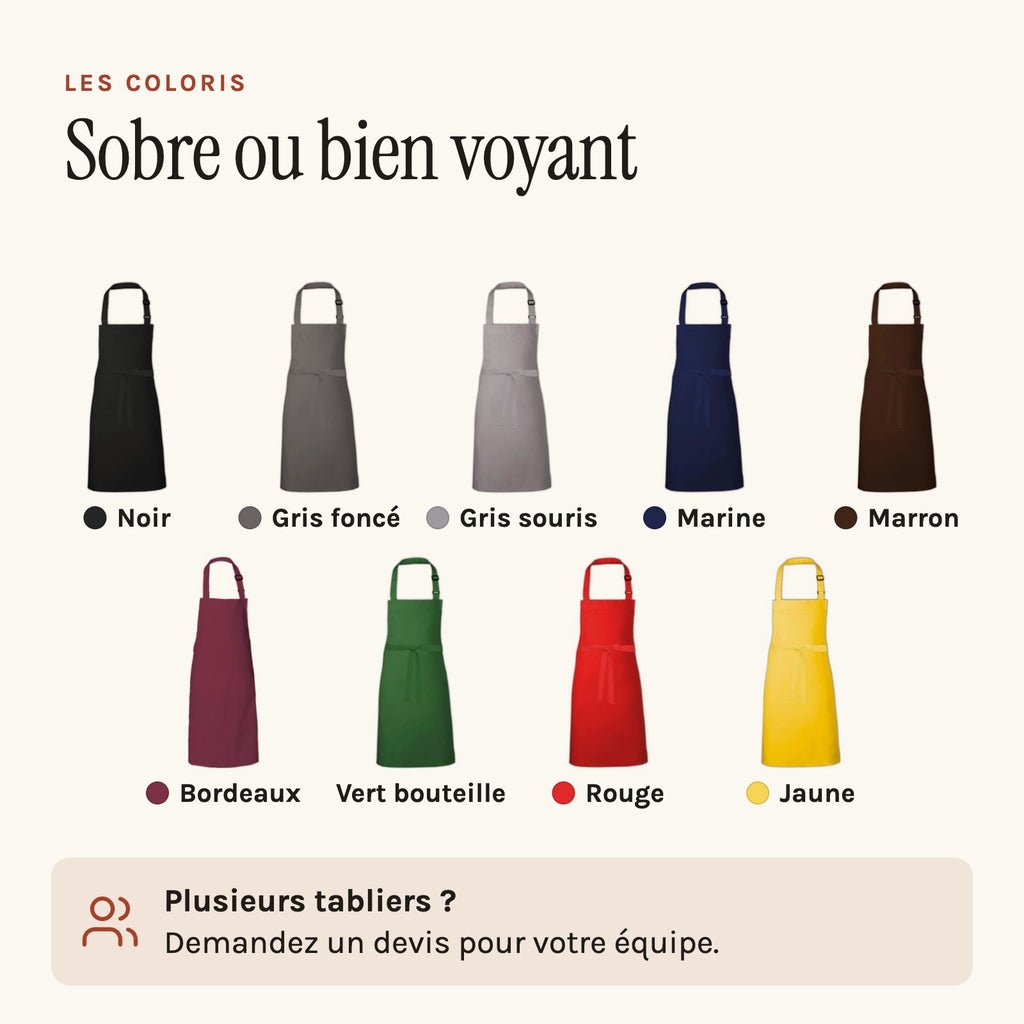 Tablier Barbecue Moderne, les neuf coloris