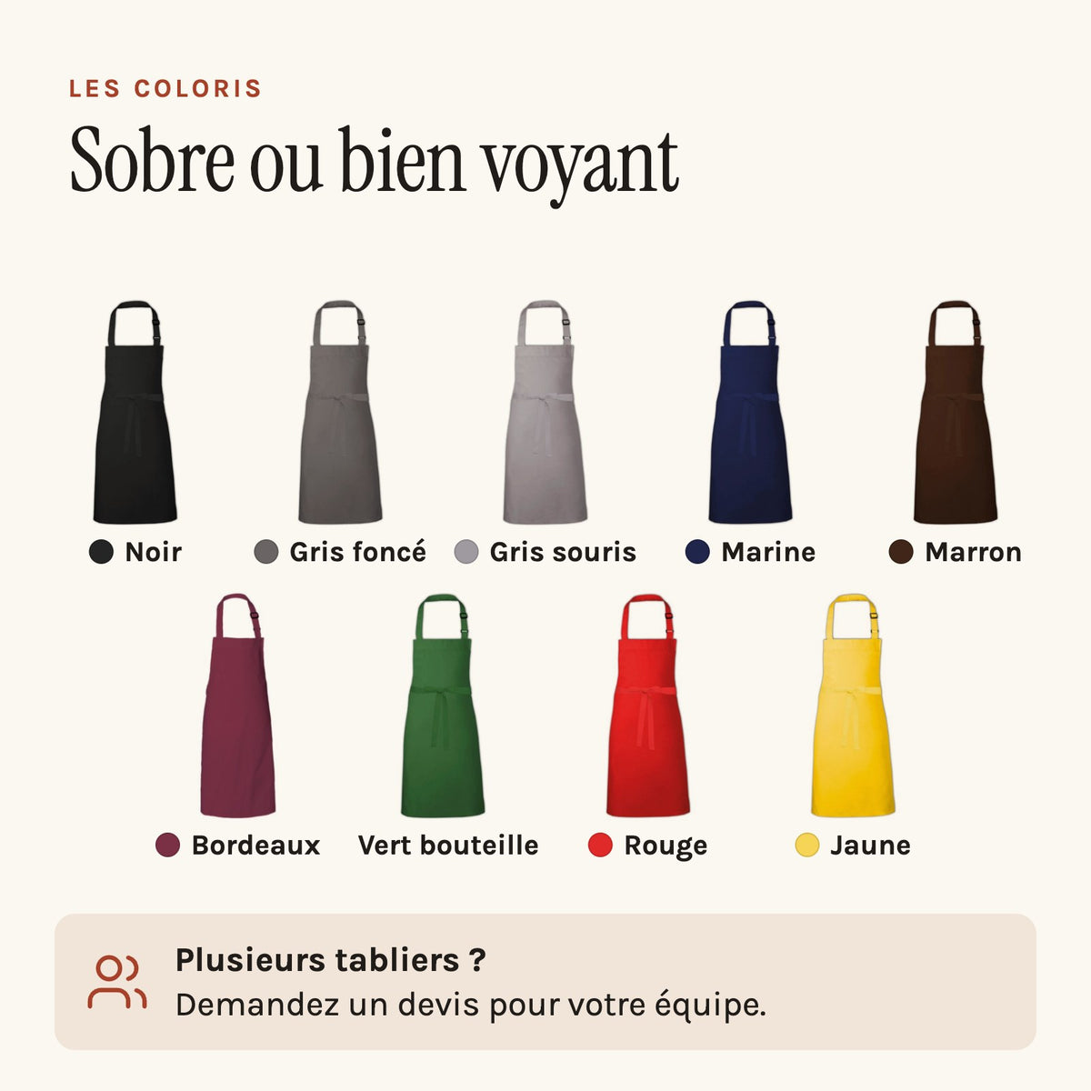 Tablier Barbecue Moderne, les neuf coloris