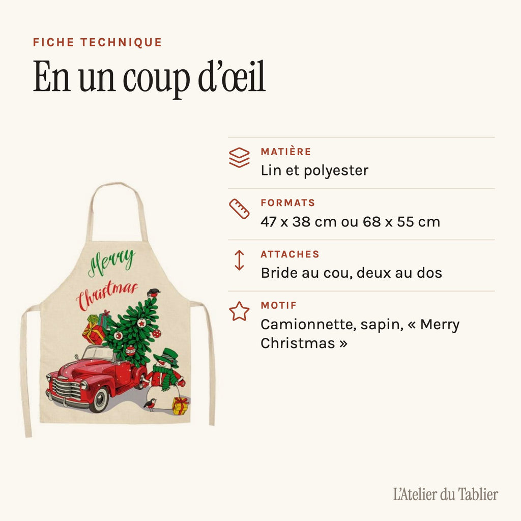 Kochschürze Weihnachten, technisches Datenblatt