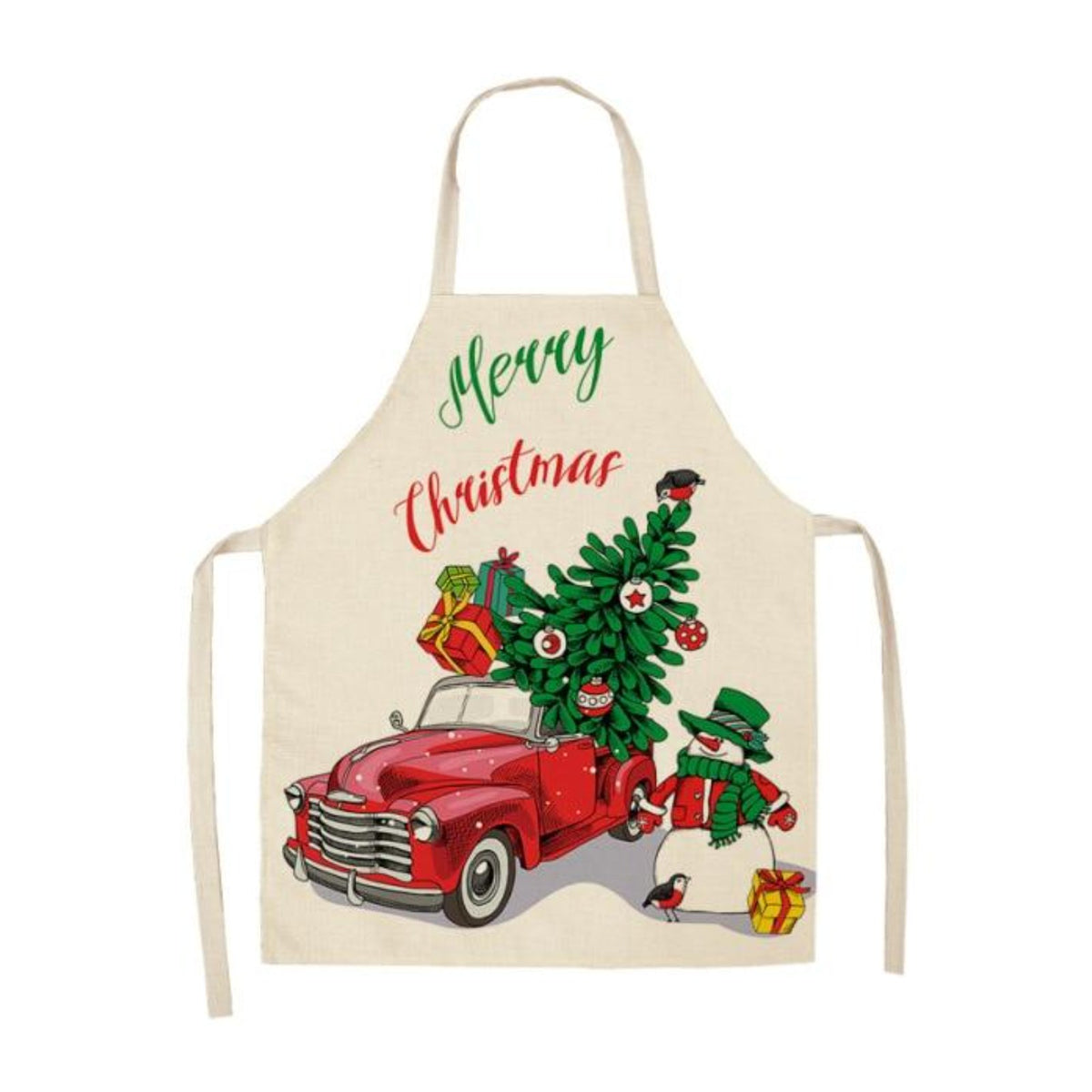 Tablier de cuisine de Noël, camionnette rouge et sapin