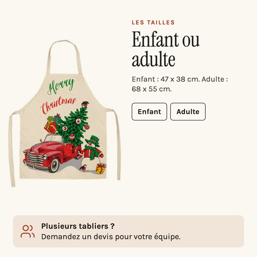 Kochschürze Weihnachten, die Größen