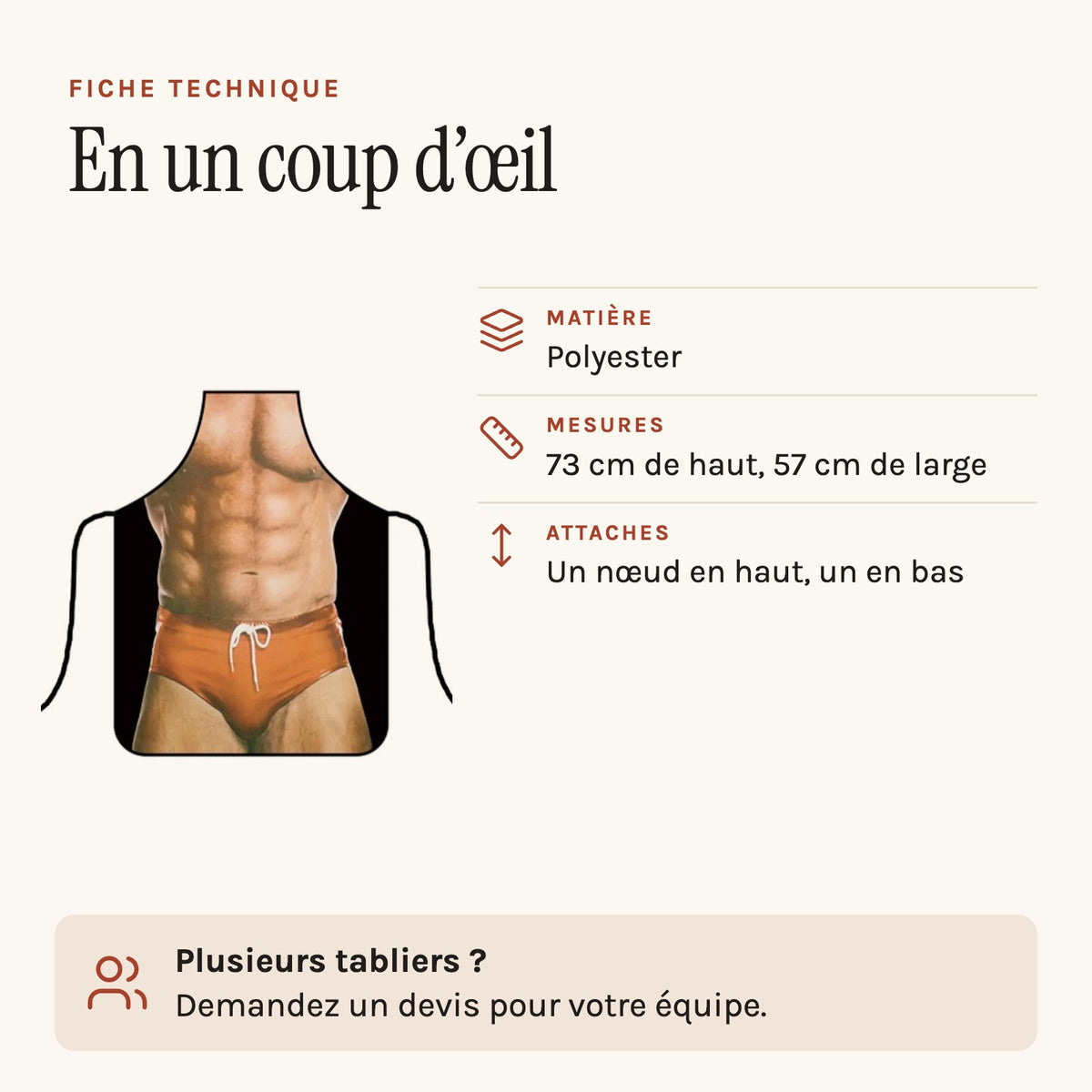 Tablier de cuisine drôle, fiche technique