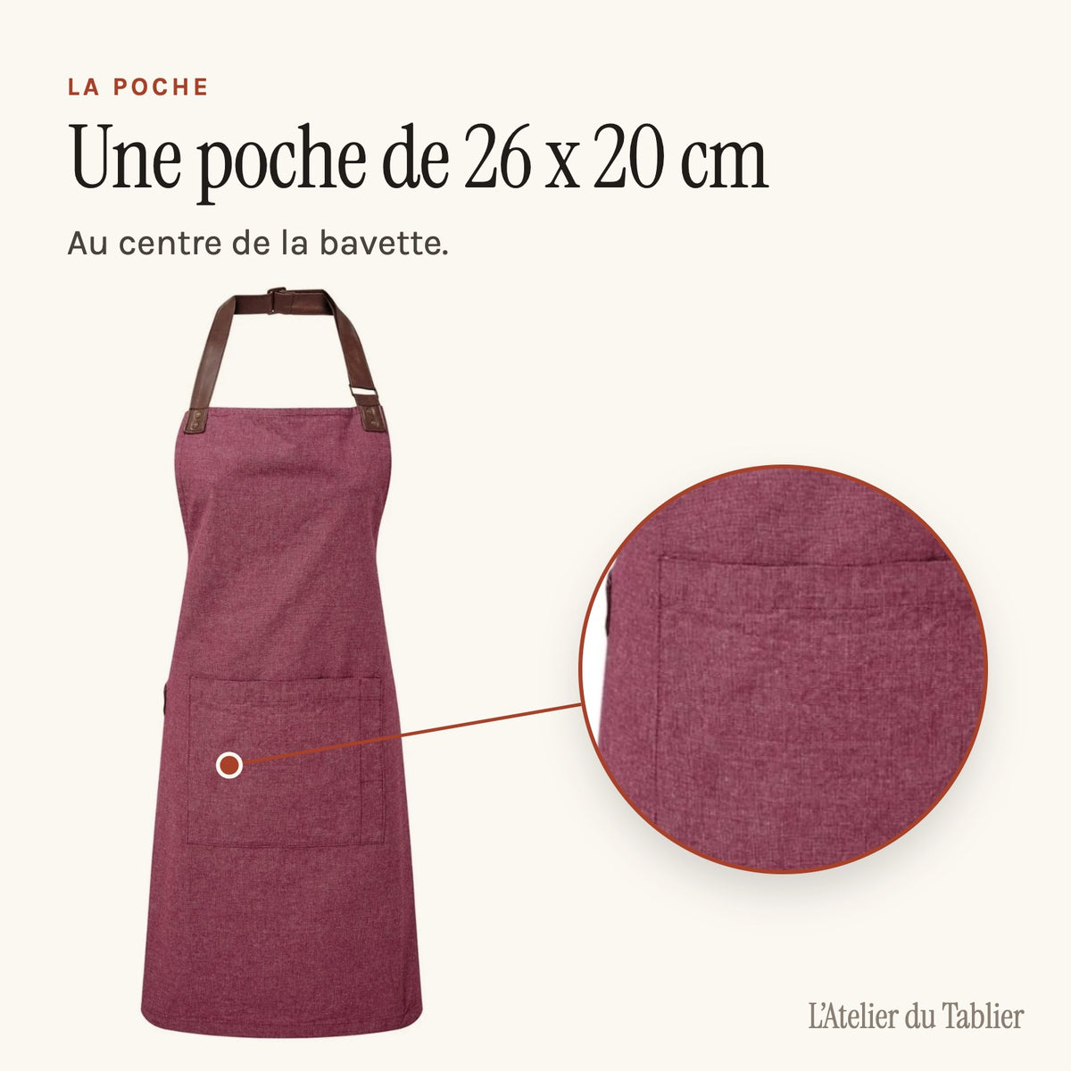 Kochschürze Damen Chic, mittlere Tasche 26 x 20 cm