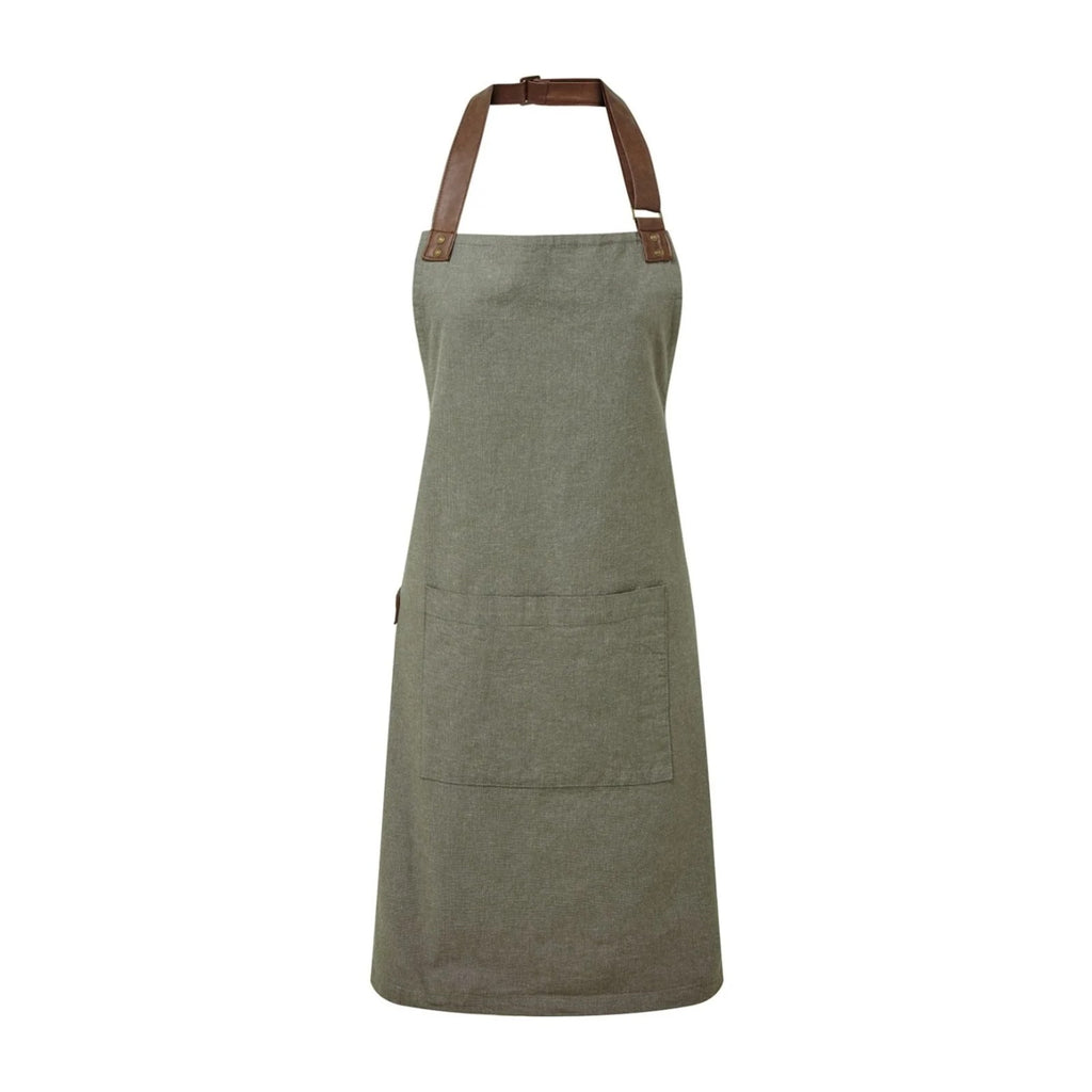 Kochschürze Damen Chic, Moosgrün, Vorderansicht