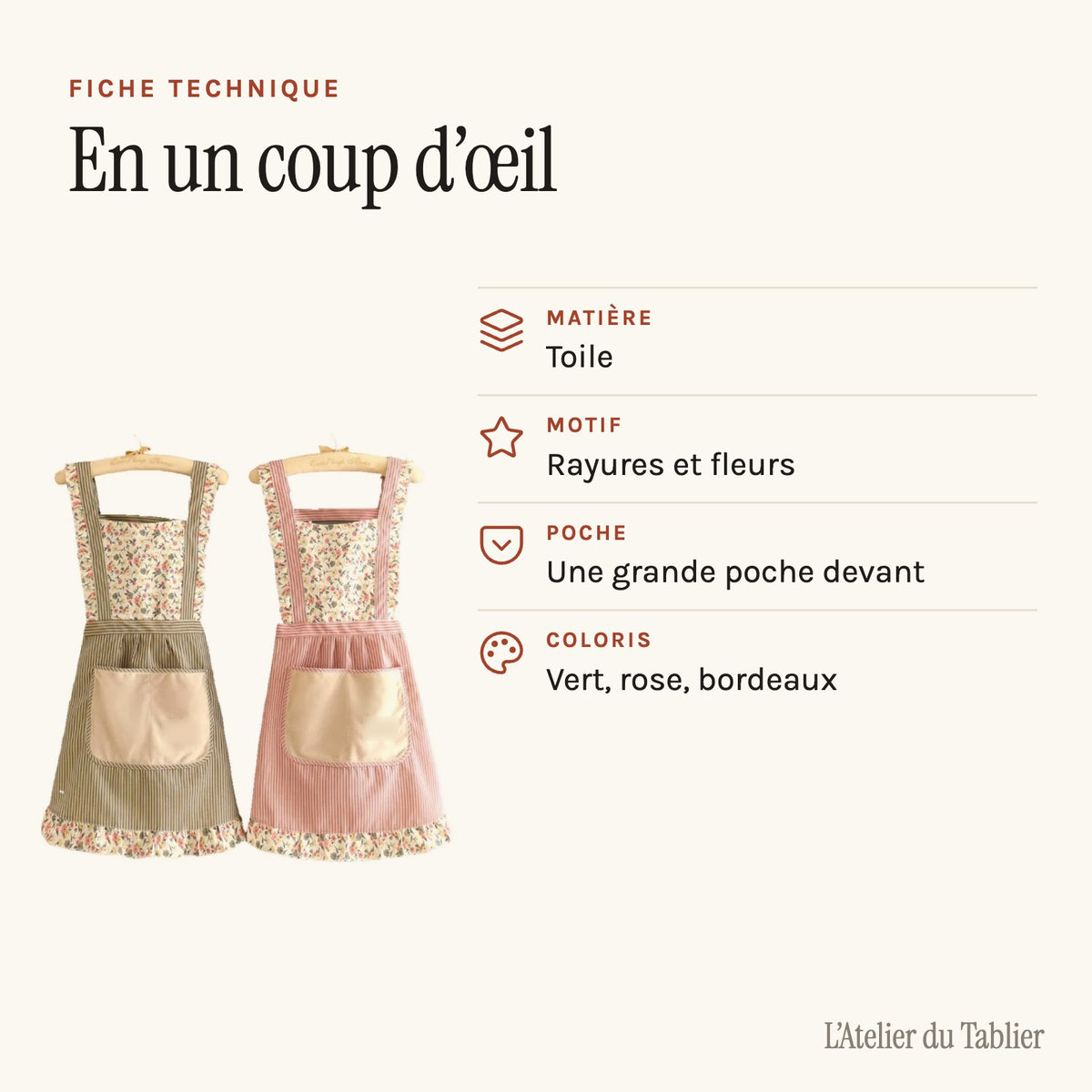 Tablier Floral, fiche technique