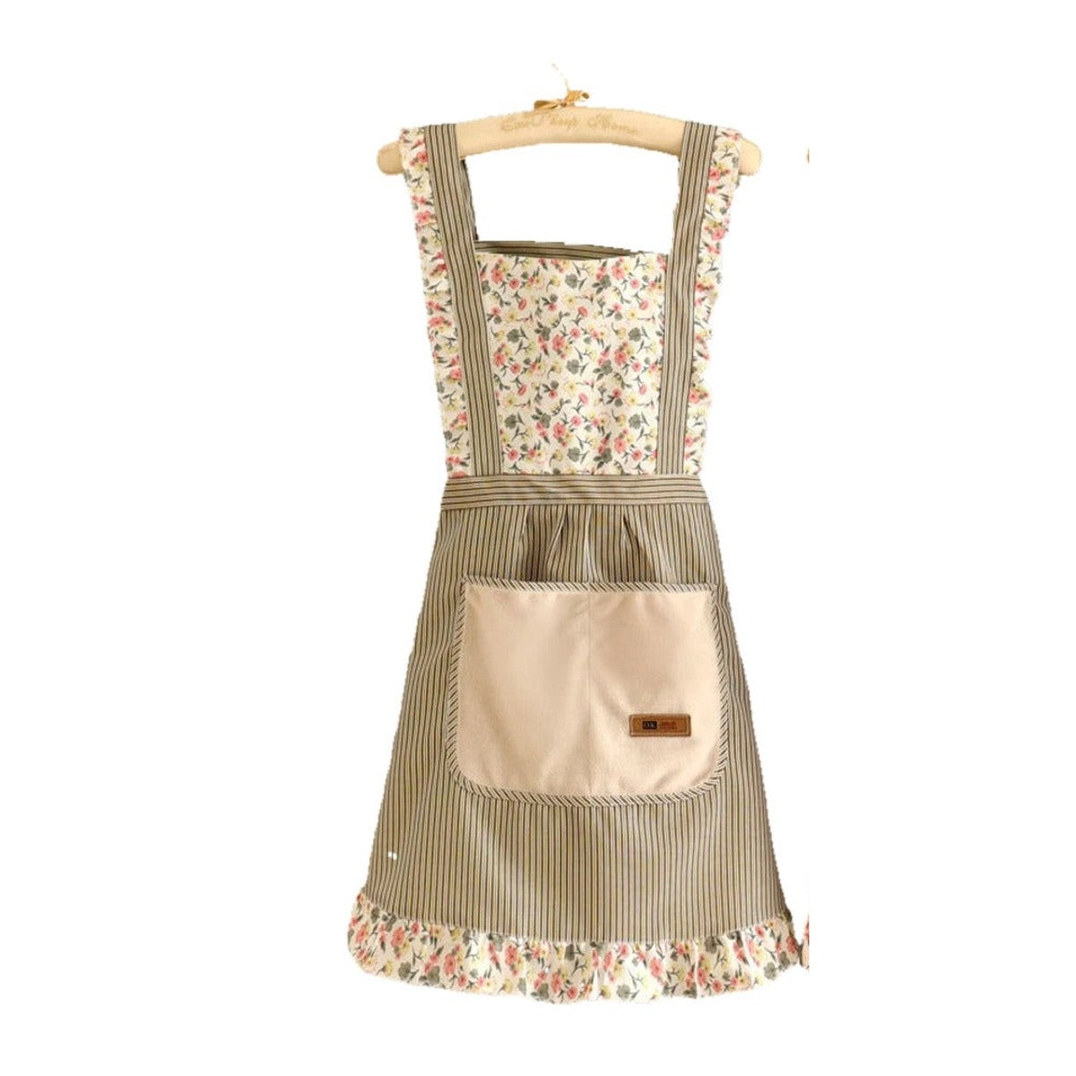 Tablier floral, vert, sur cintre
