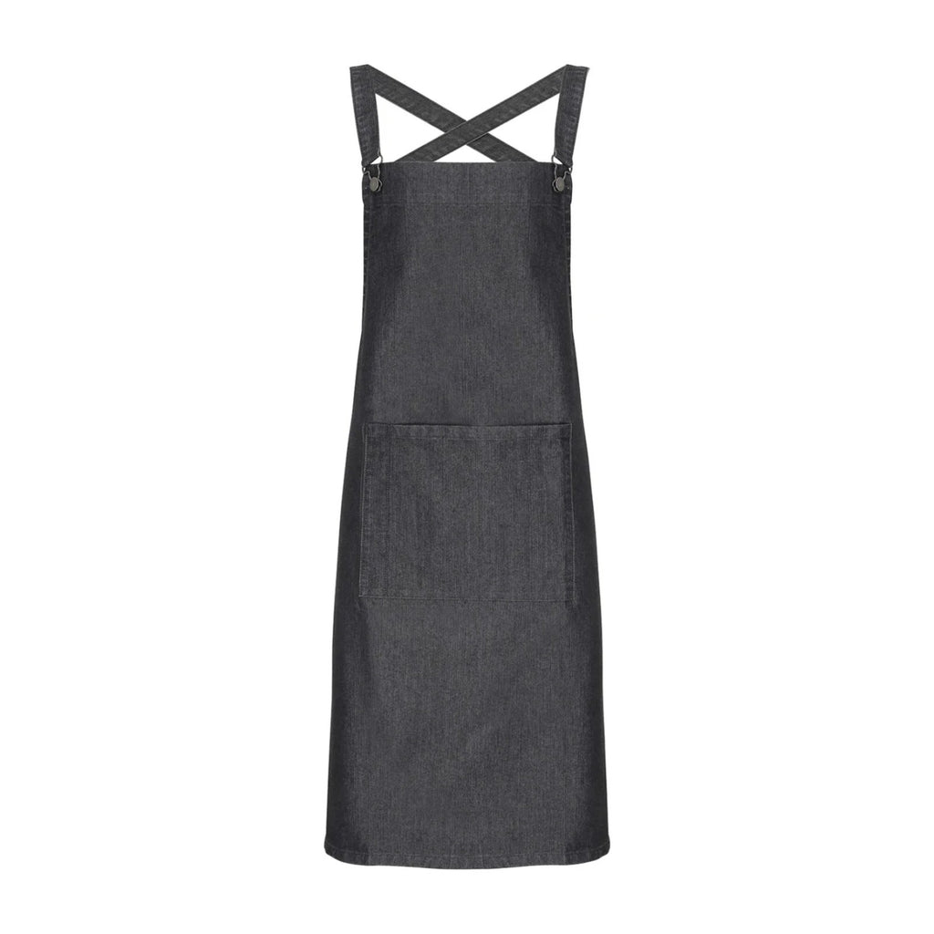 Profi-Kochschürze Modern, Schwarzer Denim, Vorderansicht