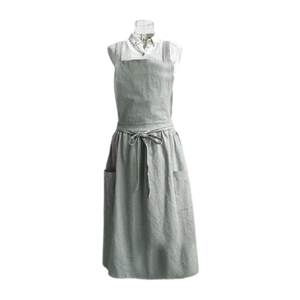 Grembiule da cucina giapponese in cotone, grigio chiaro