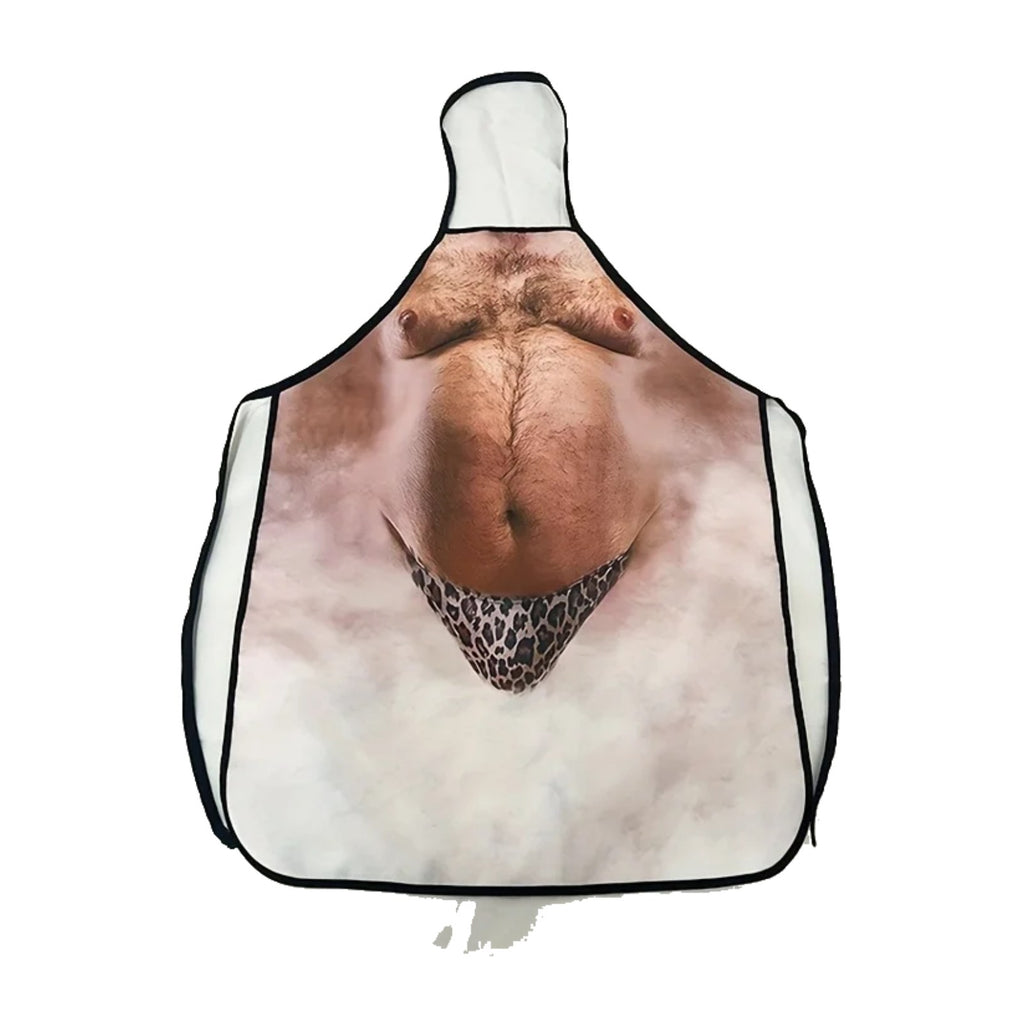 Tablier de cuisine marrant, ventre poilu imprimé, de face