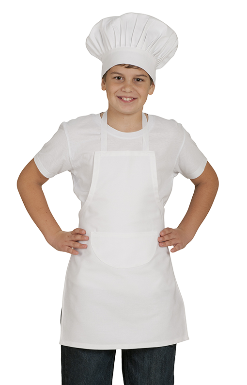 Tablier de cuisine pour petite fille, blanc, photo portée