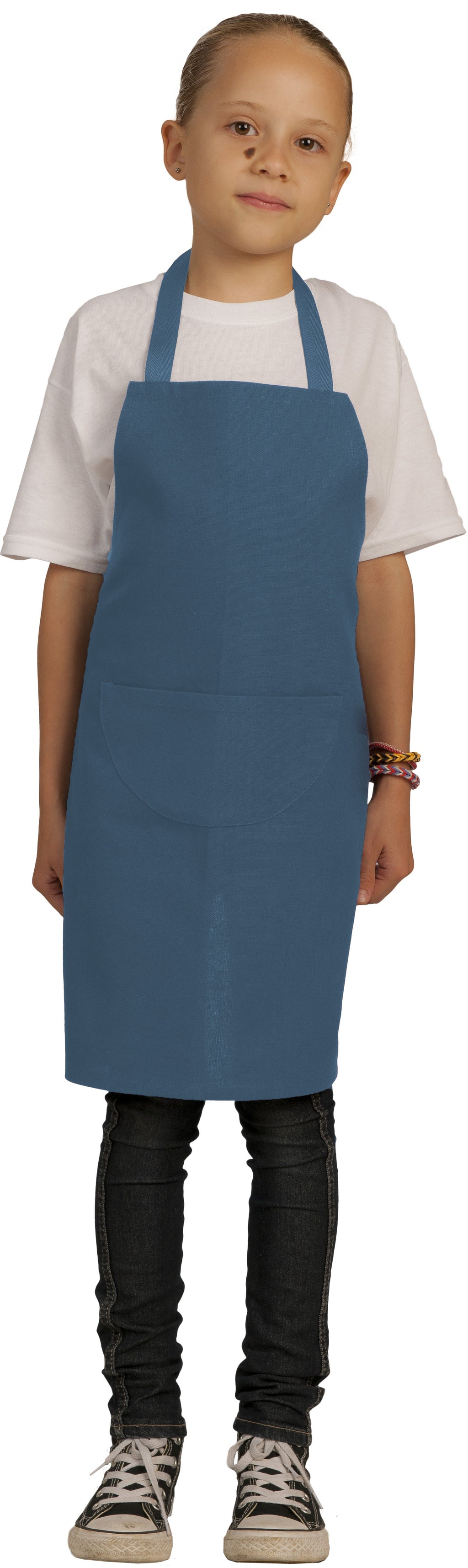 Tablier de cuisine pour petite fille, bleu, photo portée