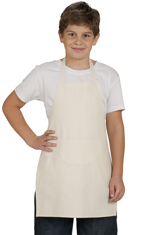 Tablier de cuisine pour petite fille, écru, photo portée