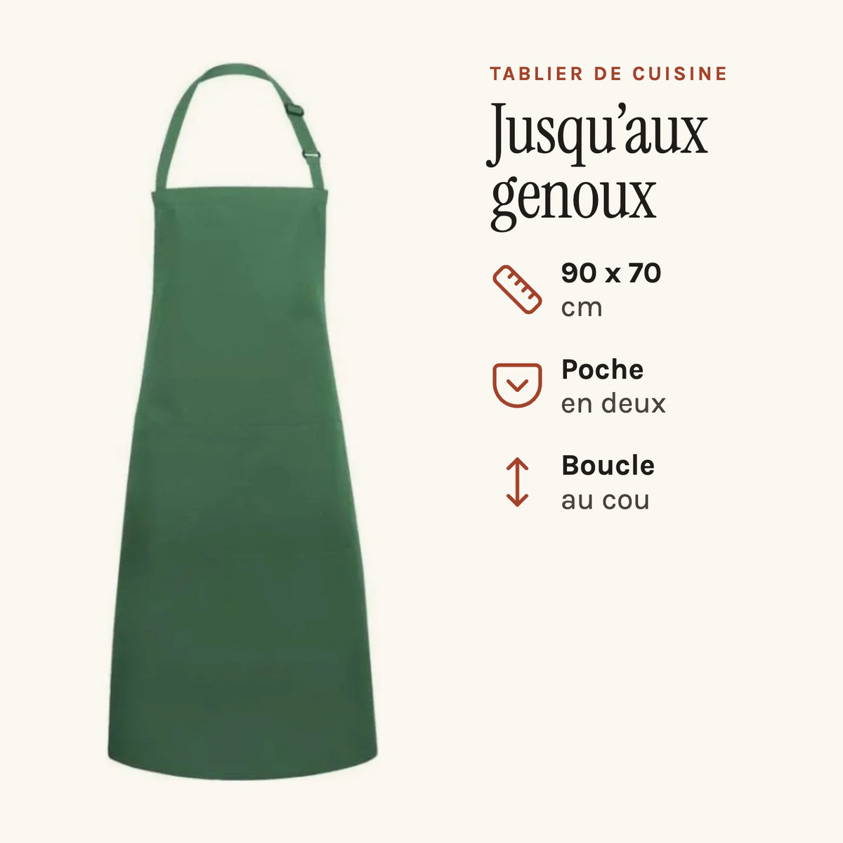 Tablier de Cuisine Vert, les points forts