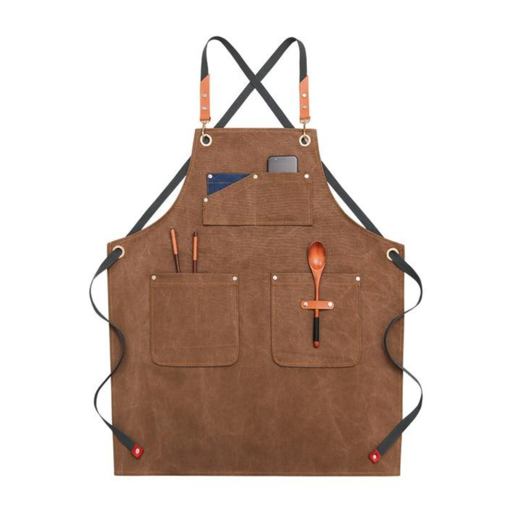 Tablier de Cuisine Vintage, camel, à plat