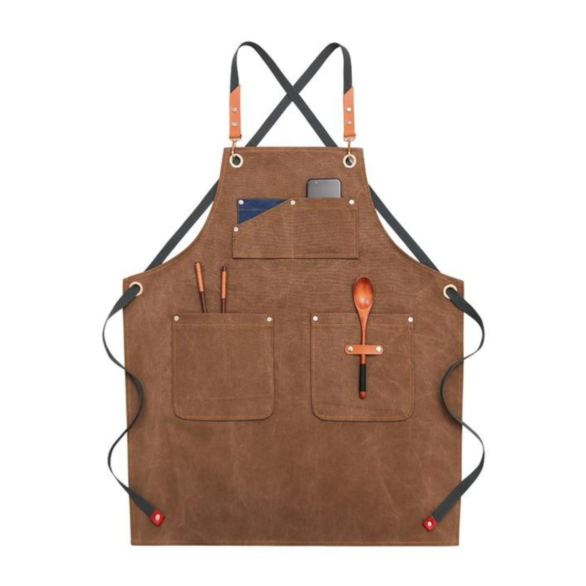 Tablier de Cuisine Vintage, camel, à plat