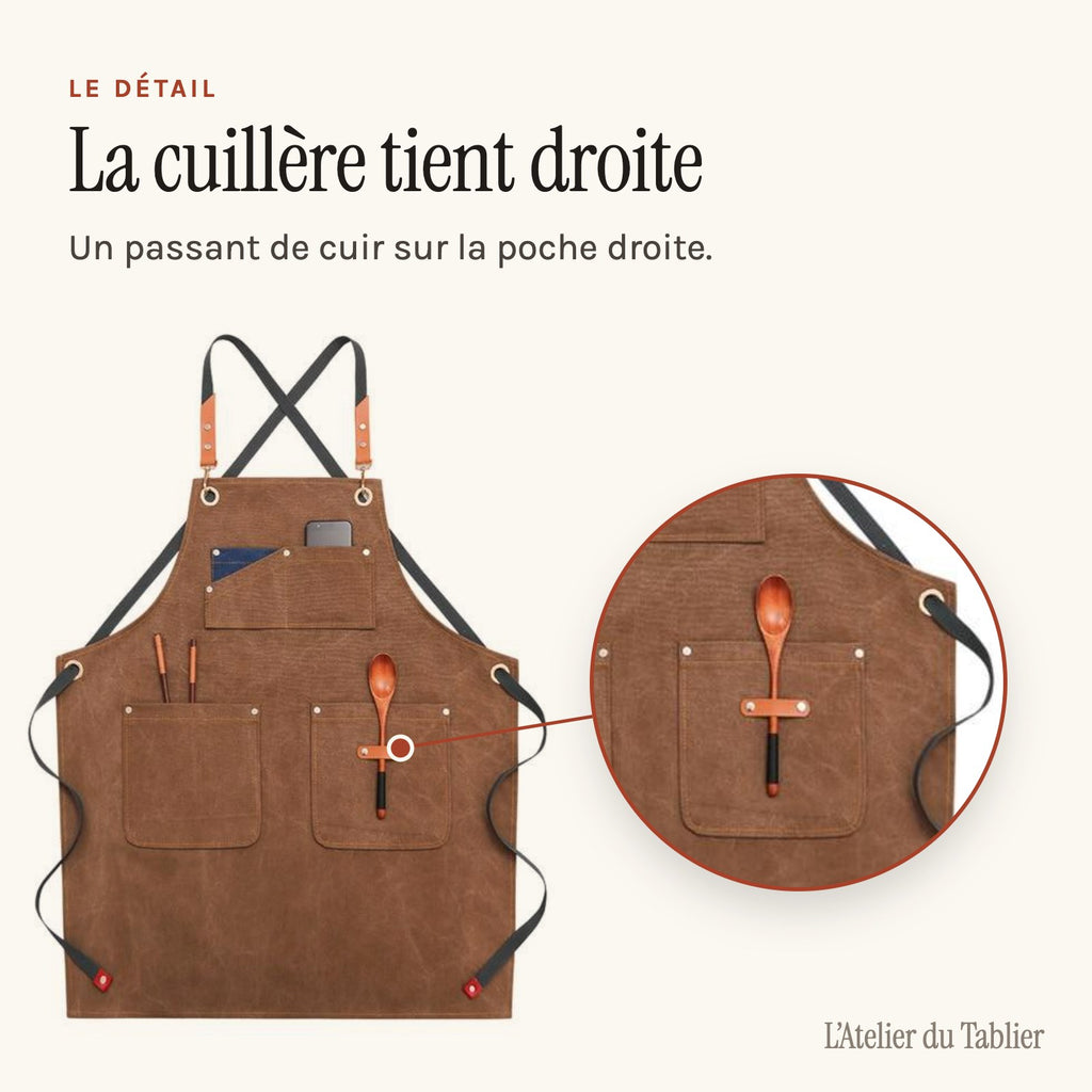 Tablier de Cuisine Vintage, passant de cuir pour la cuillère
