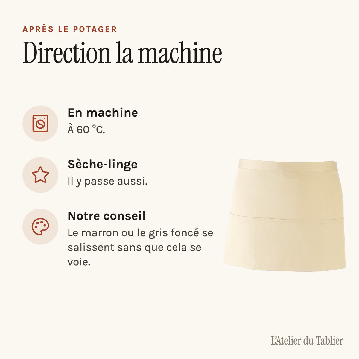 Tablier de jardinier pas cher, à trois poches, entretien