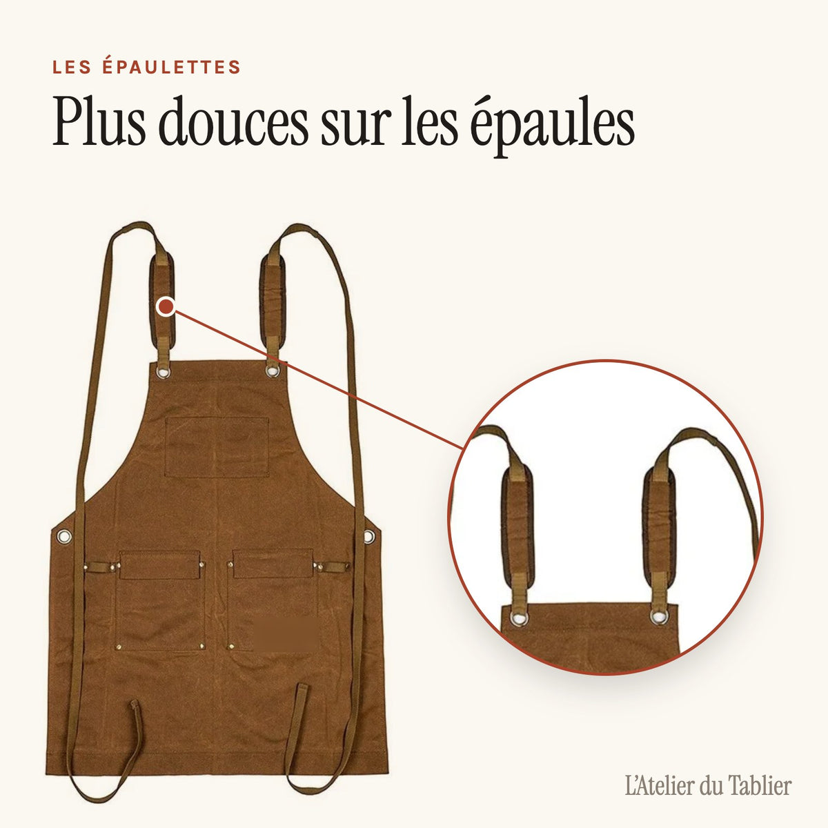 Tablier de Menuisier, épaulettes sur les bretelles