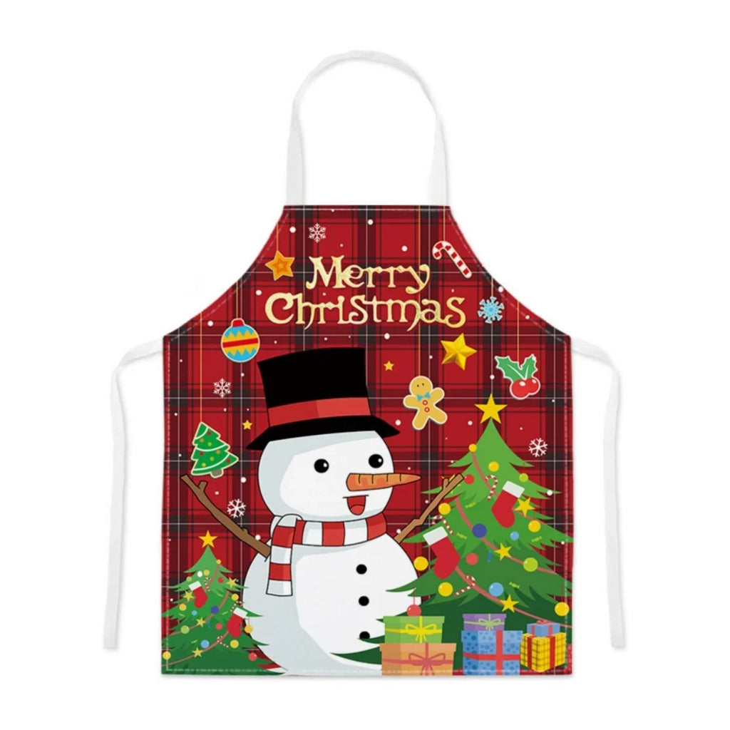 Tablier de Noël pas cher, pour adulte ou enfant, motif bonhomme de neige, de face