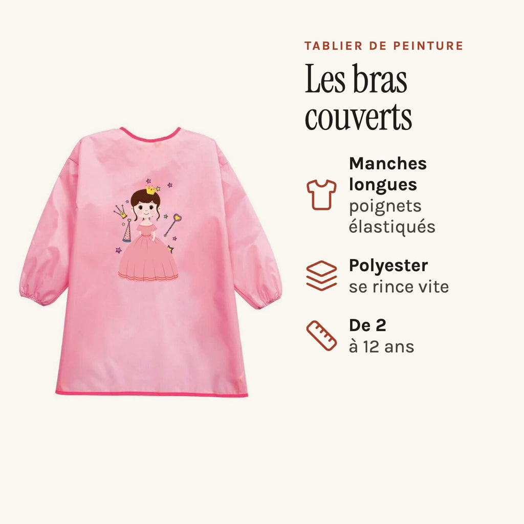 Malschürze für Mädchen mit Prinzessin, Rosa, Vorderansicht