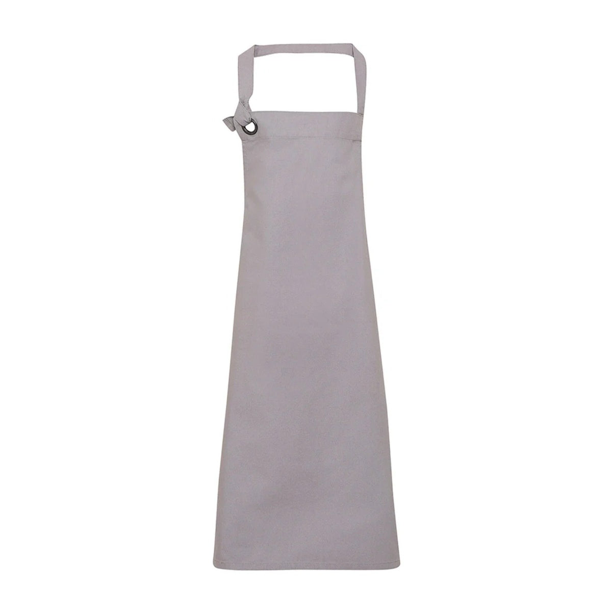Tablier de potier en grosse toile de coton, à bavette, gris clair, de face