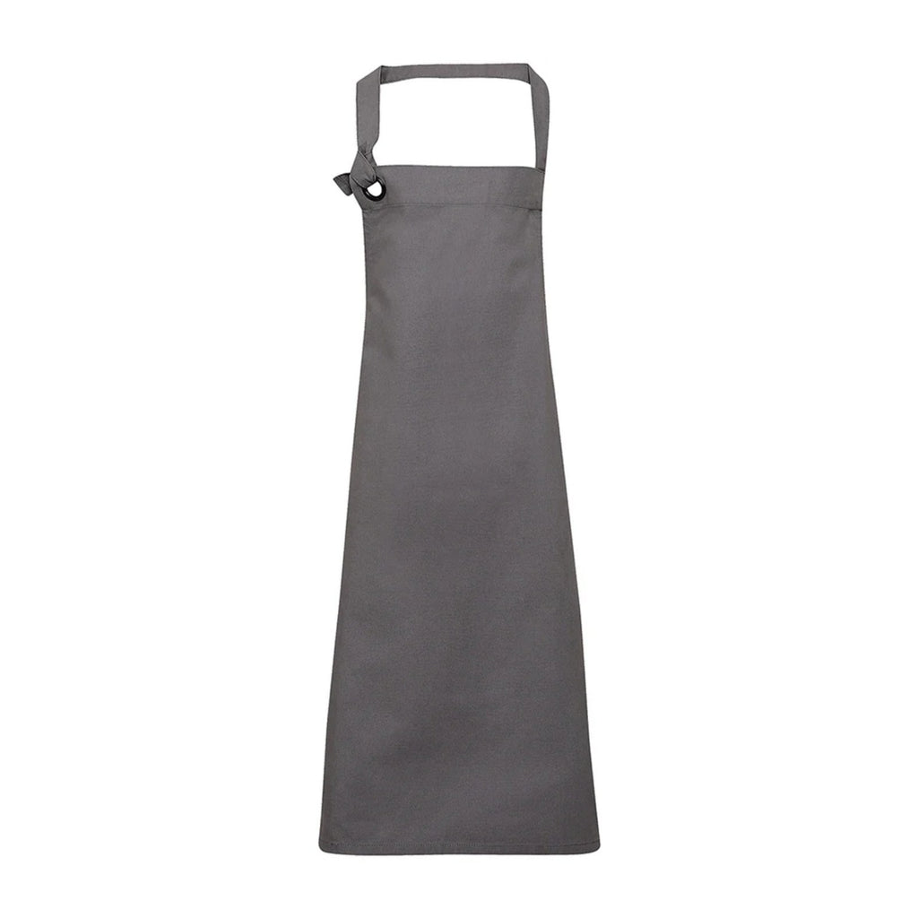 Tablier de potier en grosse toile de coton, à bavette, gris foncé, de face