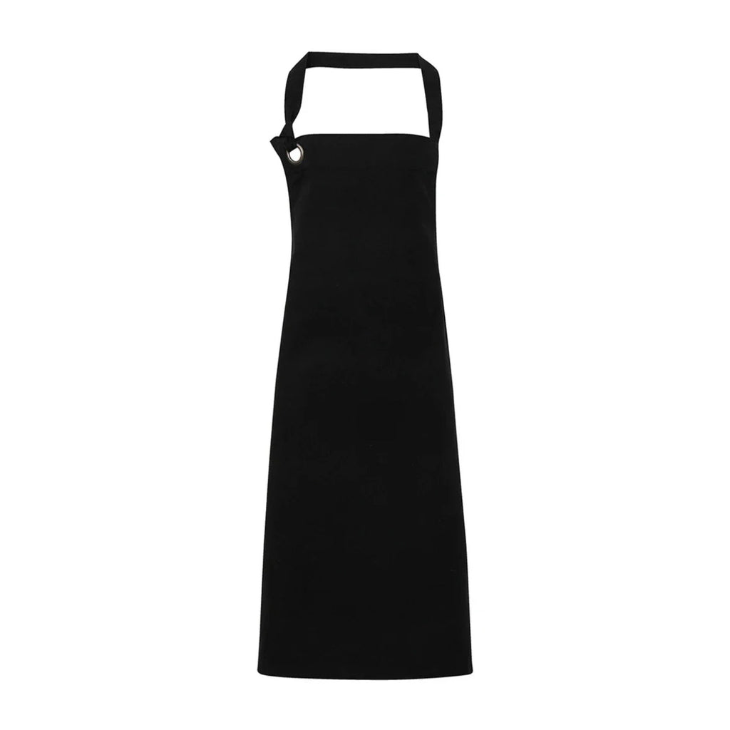 Tablier de potier en grosse toile de coton, à bavette, noir, de face