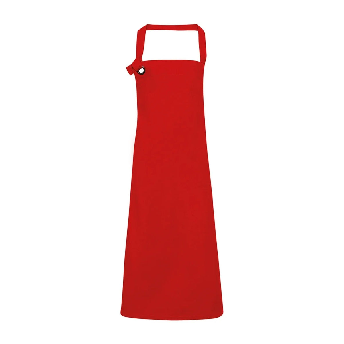 Tablier de potier en grosse toile de coton, à bavette, rouge, de face