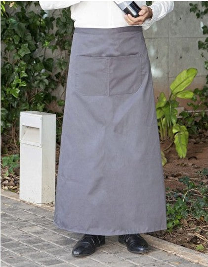 Tablier de sommelier long, gris souris, photo portée
