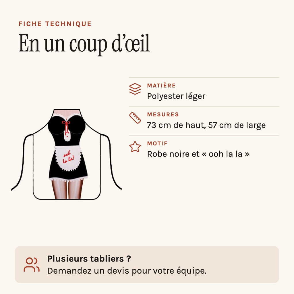 Tablier de soubrette, fiche technique