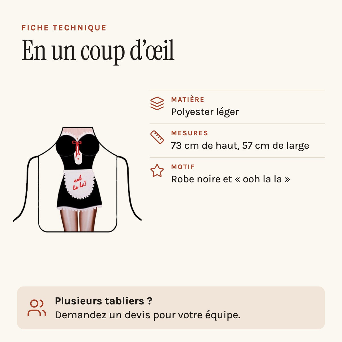 Tablier de soubrette, fiche technique
