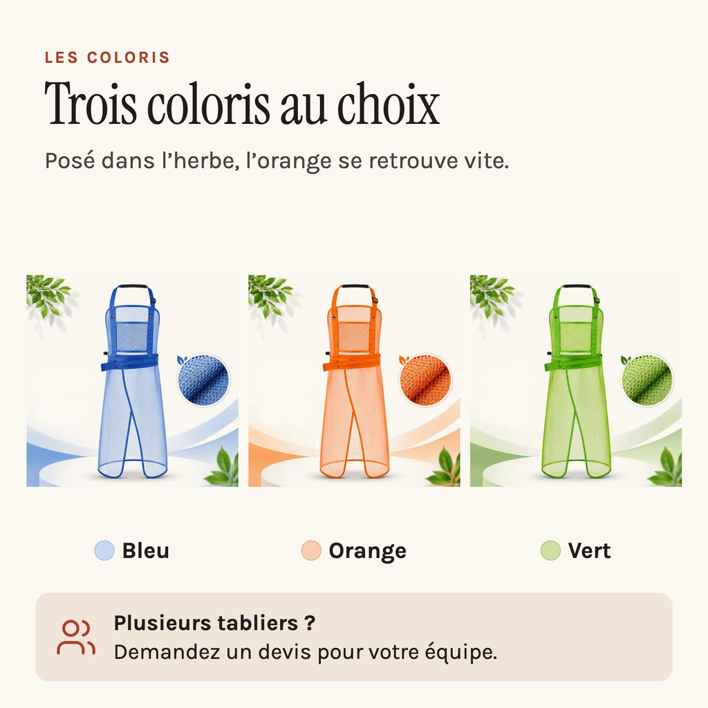 Tablier pour débroussailleuse en filet, bretelles croisées, les trois coloris