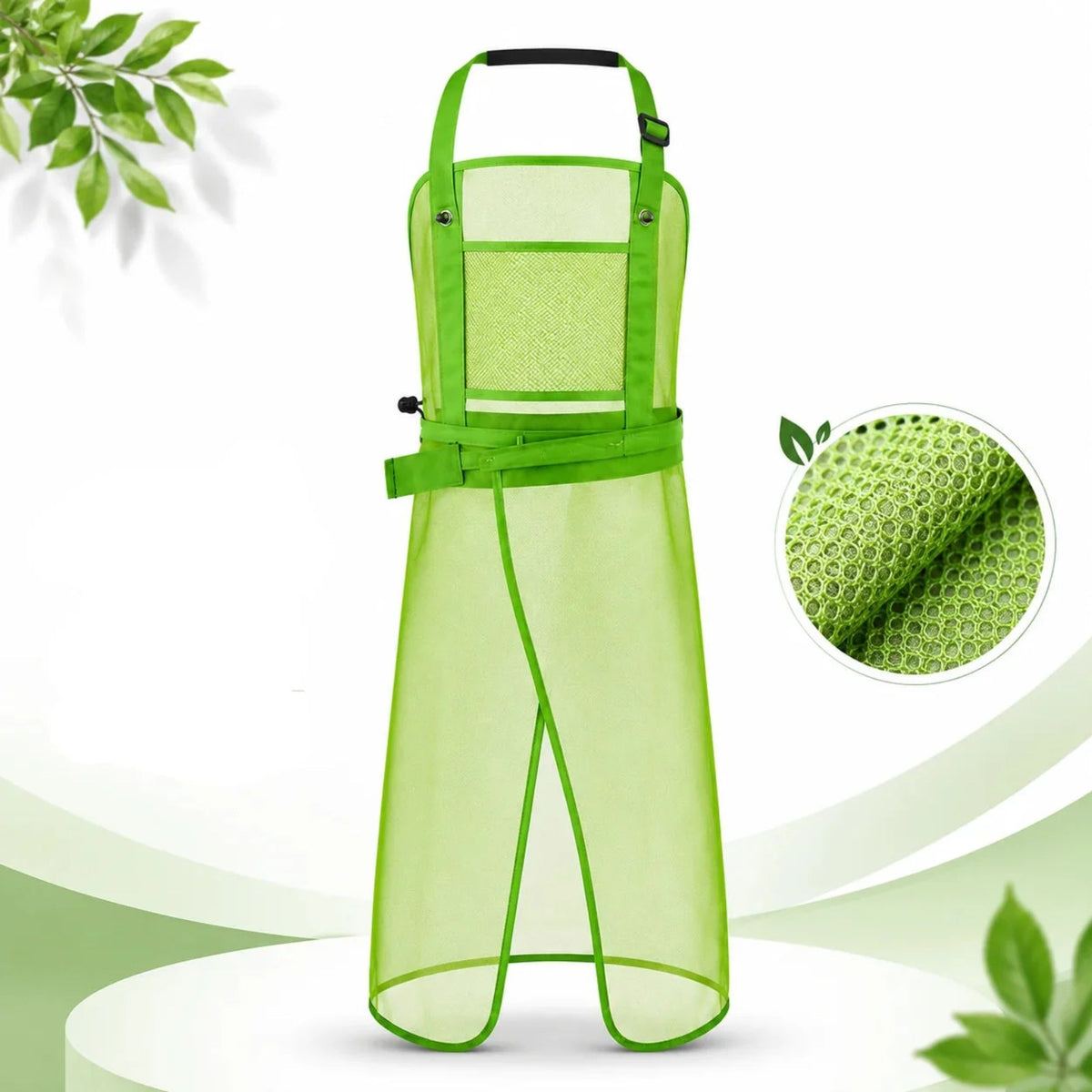 Tablier pour débroussailleuse en filet, bretelles croisées, vert, filet de nylon