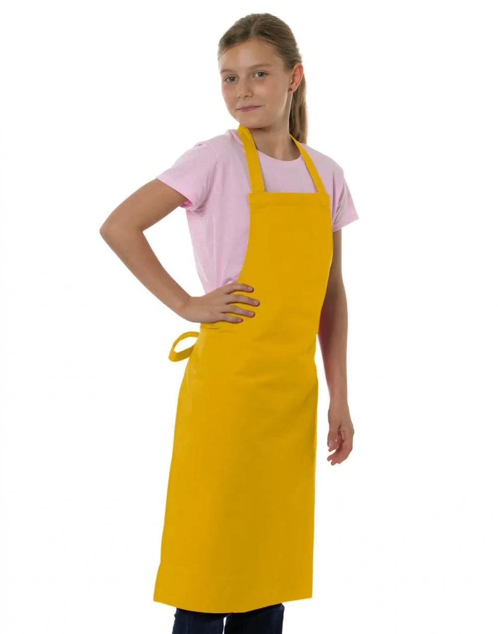 Tablier d’école jaune tournesol porté